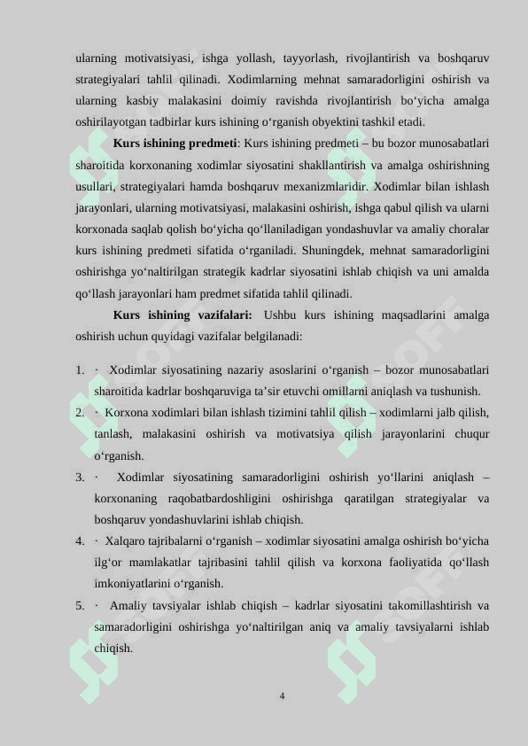 Bozor munosabatlari sharoitida korxonaning xodimlar siyosati 5