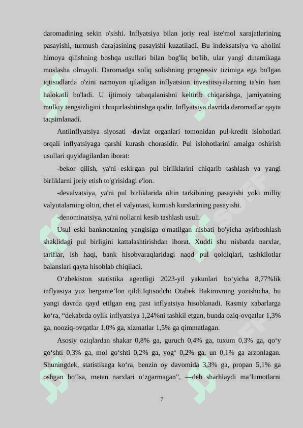 Inflyatsiya va inflyatsiyaga qarshi siyosat 7