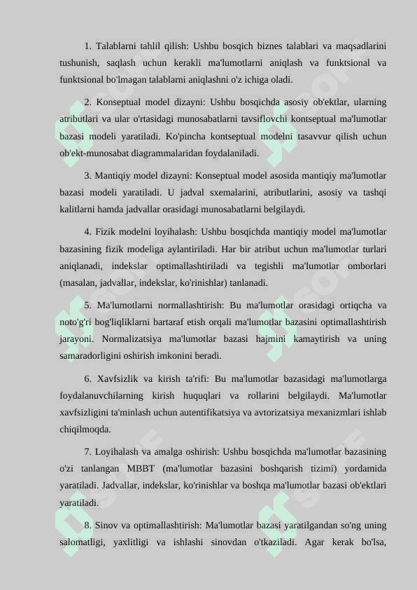 Ma’lumotlar bazasini rеjalashtirish, loyihalashlash va administratorlash 4