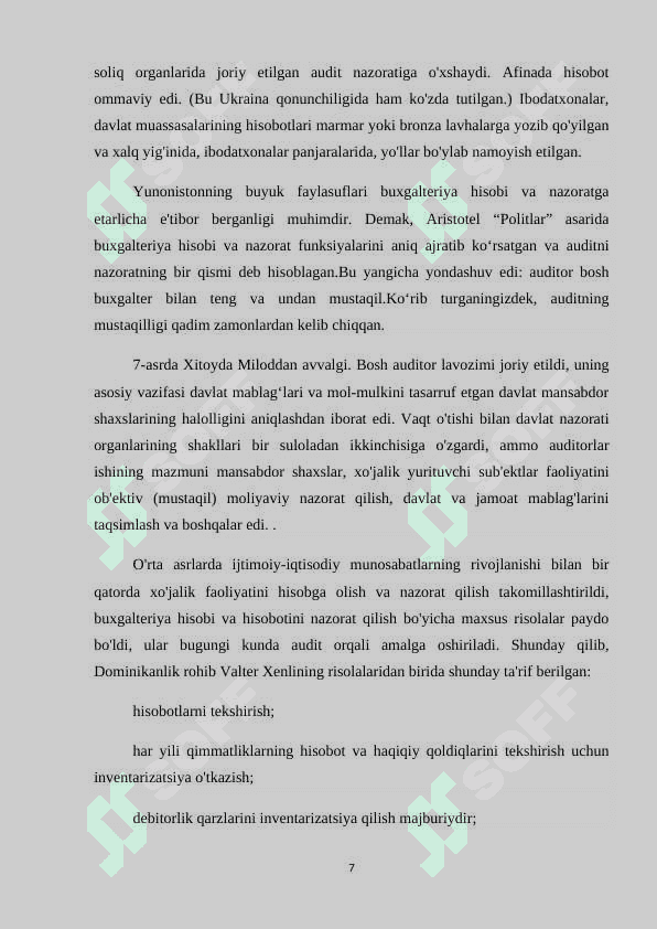 Auditning paydo bo'lishi va rivojlanishi 7