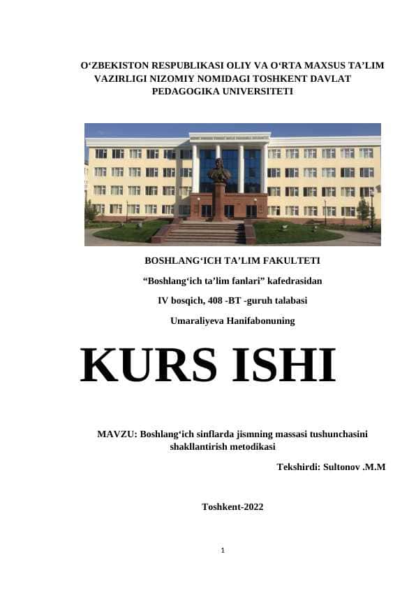 Boshlangʻich sinflarda jismning massasi tushunchasini shakllantirish metodikasi