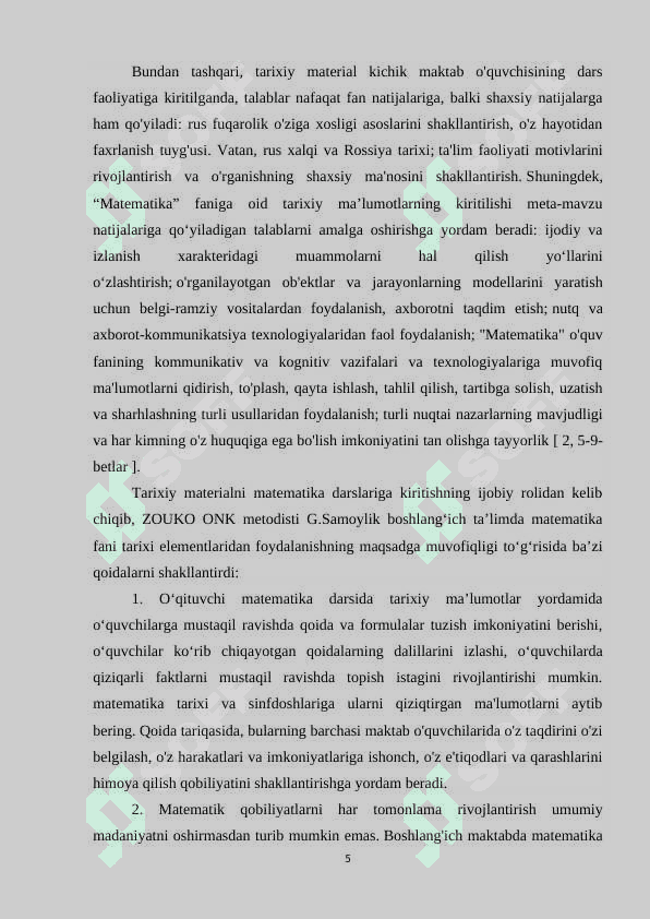 Boshlang'ich sinflarda matematika o'qitishda tarixiy elementlarni o'rgatish metodikasi 5