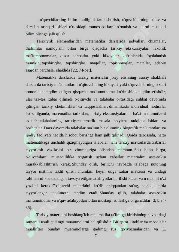 Boshlang'ich sinflarda matematika o'qitishda tarixiy elementlarni o'rgatish metodikasi 7