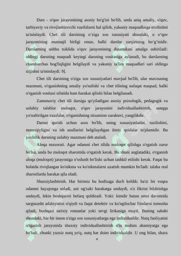 Chet tilini o'qitish darslarini rejalashtirish 4