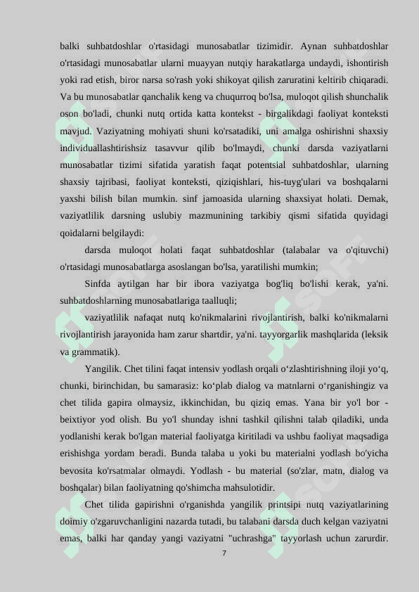Chet tilini o'qitish darslarini rejalashtirish 7