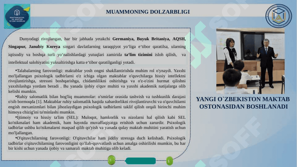 MAKTABLARDA PSIXOLOGIK FAOLIYATNI TO‘G‘RI YO‘LGA QO‘YISH 2