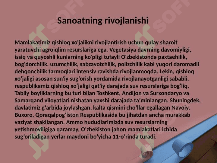 O’zbekiston Respublikasining ijtimoiy-iqtisodiy rivojlanishi 6
