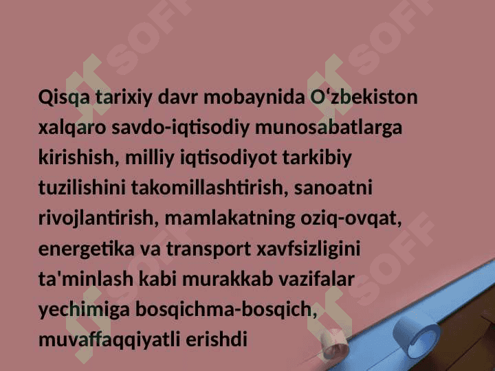 O’zbekiston Respublikasining ijtimoiy-iqtisodiy rivojlanishi 8