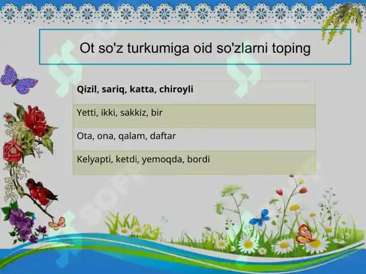 So'z turkumlariga oid topshiriqlar 2