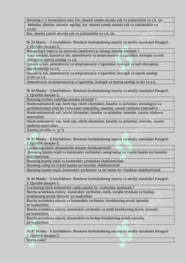 ARXITEKTURA BINOLARNI LOYIHALASHNING NAZARIY VA AMALIY MASALALARI SANOAT BINOLARI 8