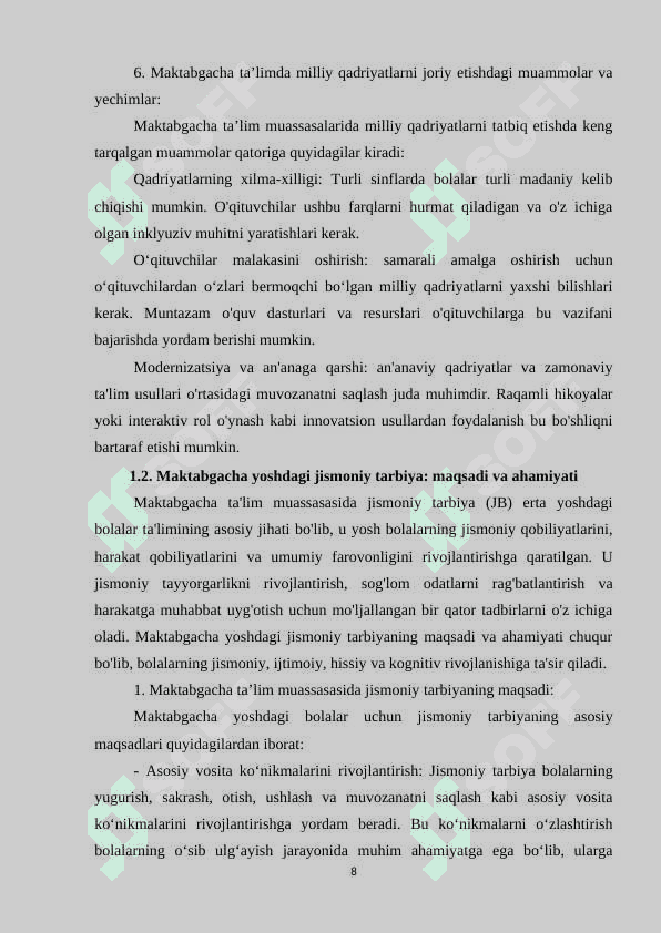 Maktabgacha ta'lim tashkilotlarida jismoniy tarbiyani tashkil etishda milliy qadriyatlardan foydalanish 8