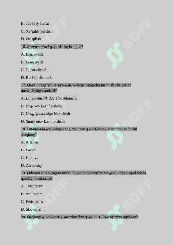 6-sinf tarix test javoblari bilan. 4