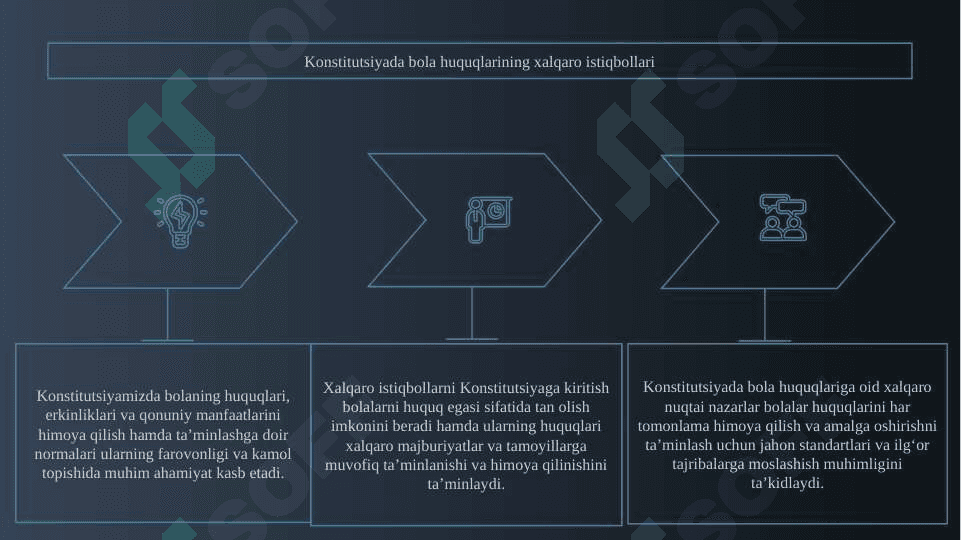 Konstitutsiyada bolaning huquqlari, erkinliklari va huquqiy manfaatlarining ta'minlanish va himoya qilinishi 8