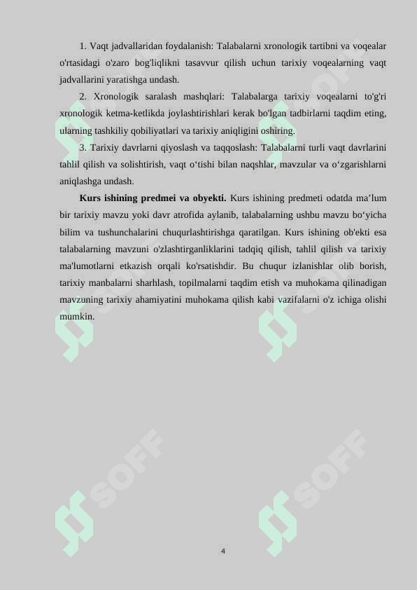 Tarix darsida xronologik ko'nikmalarni shakillantirish usullari. 4