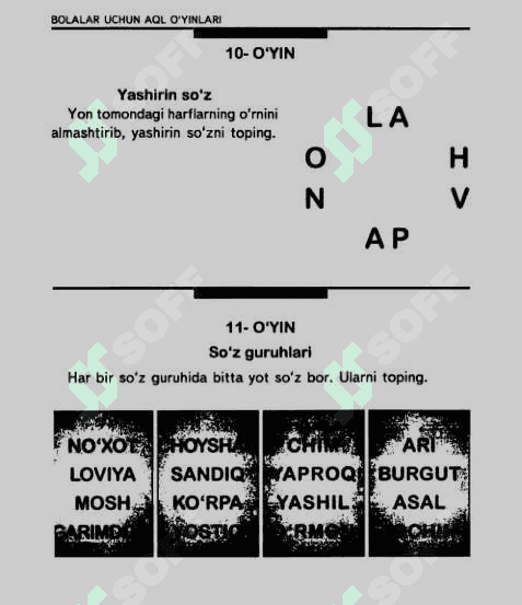 BOLALAR UCHUN AQLIY O`YINLAR 8