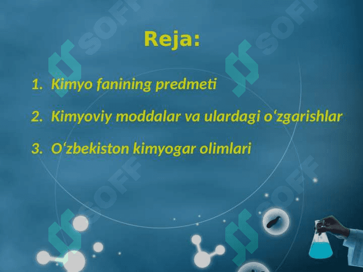 Kimyo fani va uning vazifalari fan sifatda rivojlanish tarixi. 2