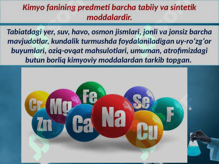 Kimyo fani va uning vazifalari fan sifatda rivojlanish tarixi. 4