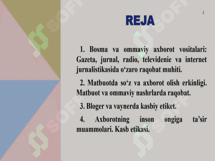 Jahon media va axborot makonida raqobat muhiti. 2