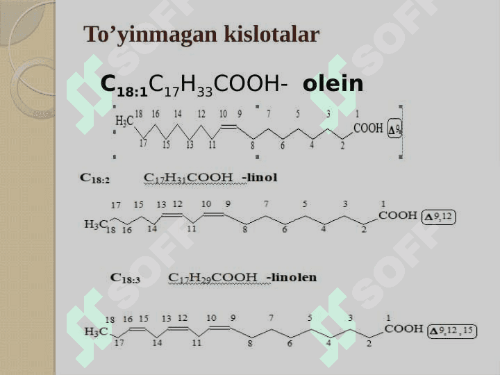 Lipidlar. Lipidlarning klassifikatsiyasi: Sovunlanadigan lipidlar 7