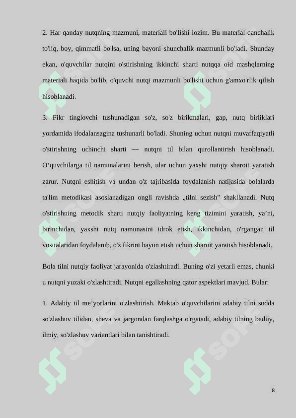 Kichik yoshdagi o‘quvchilar nutqini o‘stirish yo‘llari va vazifalari 8