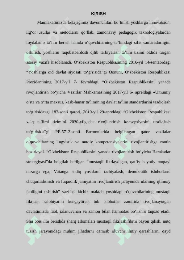 Nutq va uni o‘stirish tushunchasi.  O‘quvchilar nutqiga qo‘yilgan talablar.  Nutq o‘quvchilar tafakkurini o‘stirishda muhim vosita 4