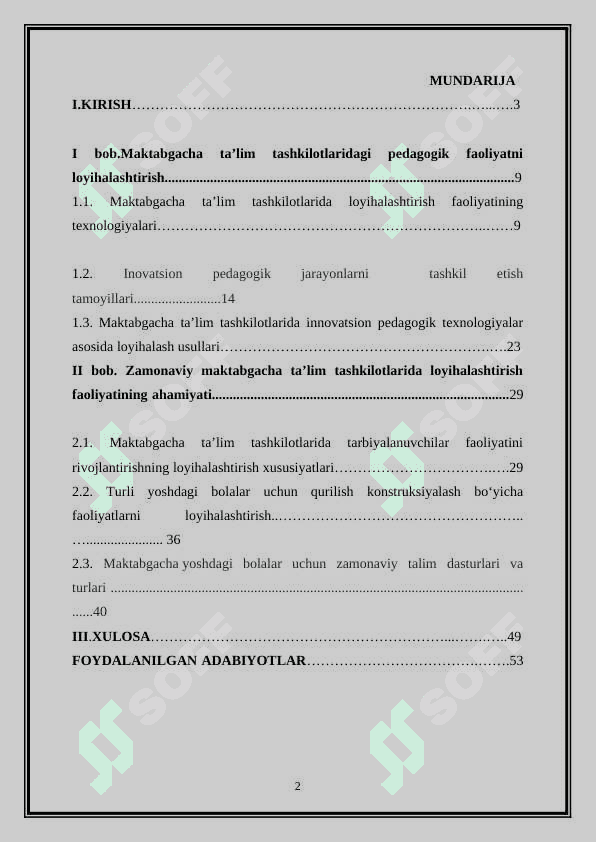 MAKTABGACHA TA’LIM TASHKILOTLARIDAGI PEDAGOIK FAOLIYATNI LOYHALASHTIRISH 2