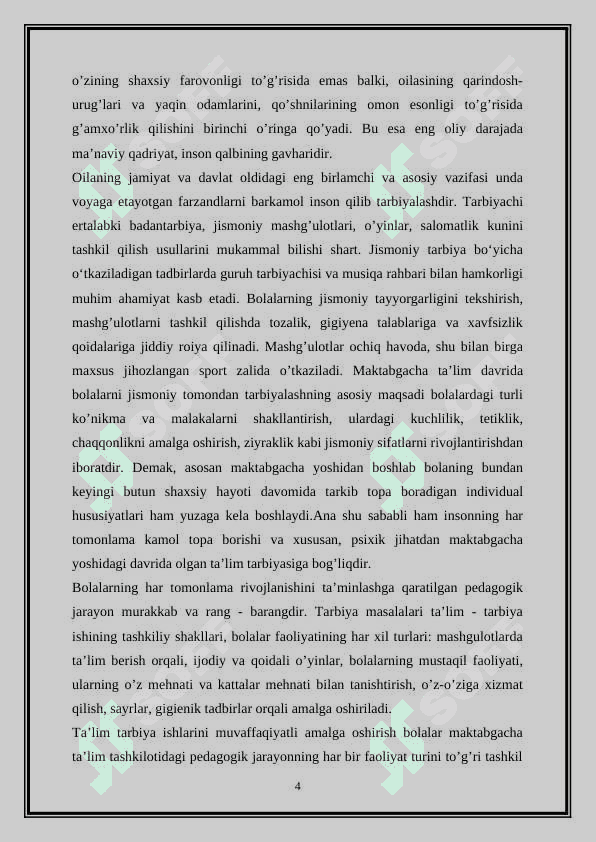 MAKTABGACHA TA’LIM TASHKILOTLARIDAGI PEDAGOIK FAOLIYATNI LOYHALASHTIRISH 4