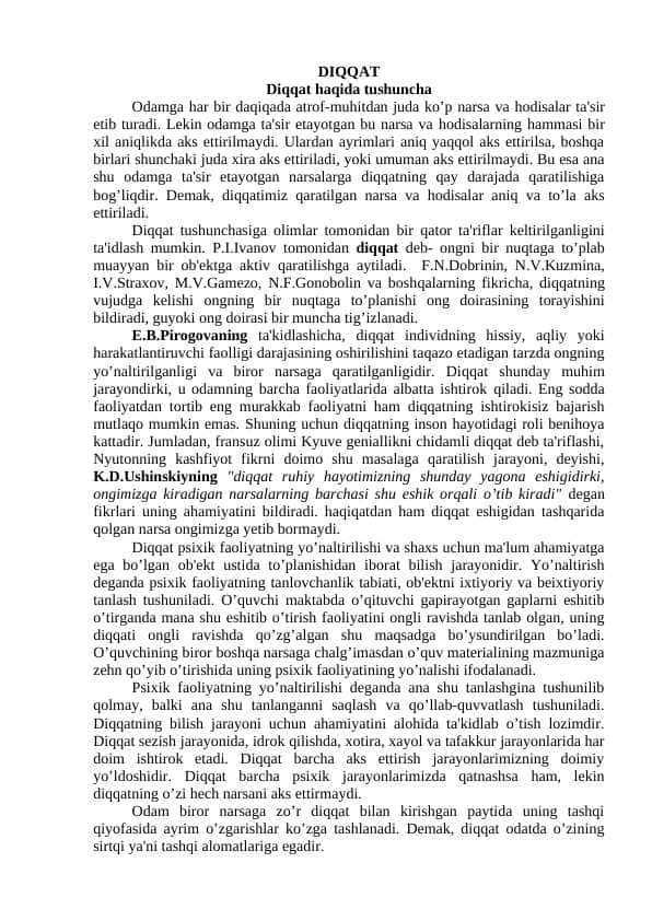 DIQQAT Diqqat haqida tushuncha