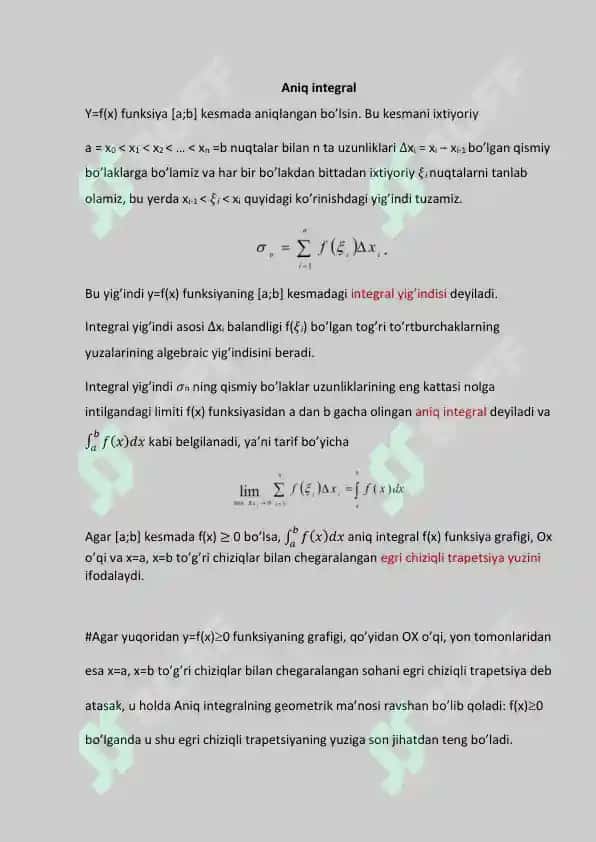 Aniq integral yordamida limitlarni hisoblash va baholash. Matematika integral va limit to'liq va aniq tavsiflari.2025 3