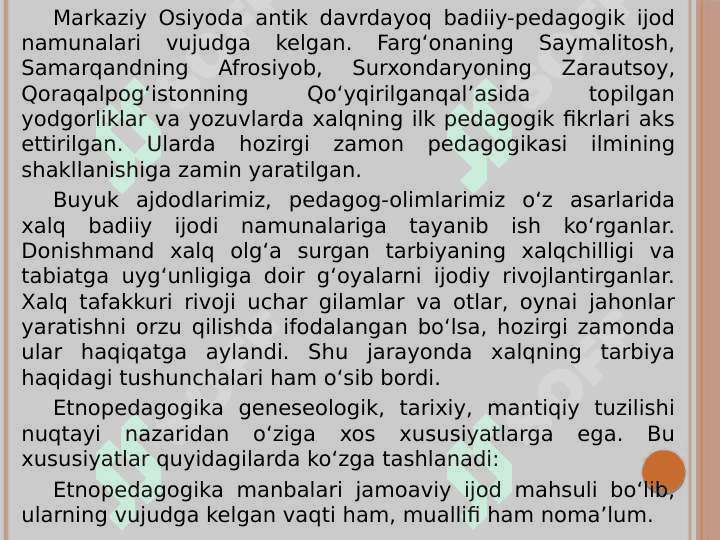 XALQ PEDAGOGIKASI  VA O‘ZBEK XALQ OG‘ZAKI IJODI 5