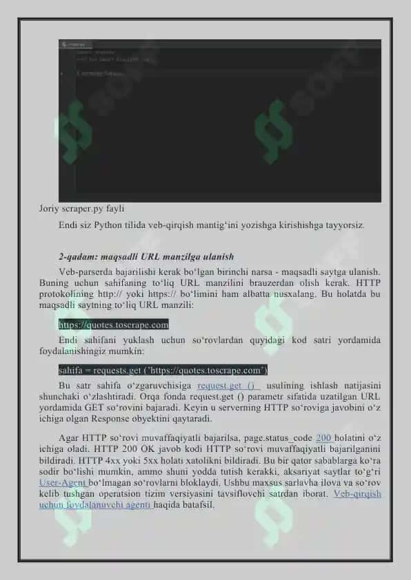 Pythonda ma’lumotlarni yig‘ish (Web Scraping) va API bilan ishlash. 8
