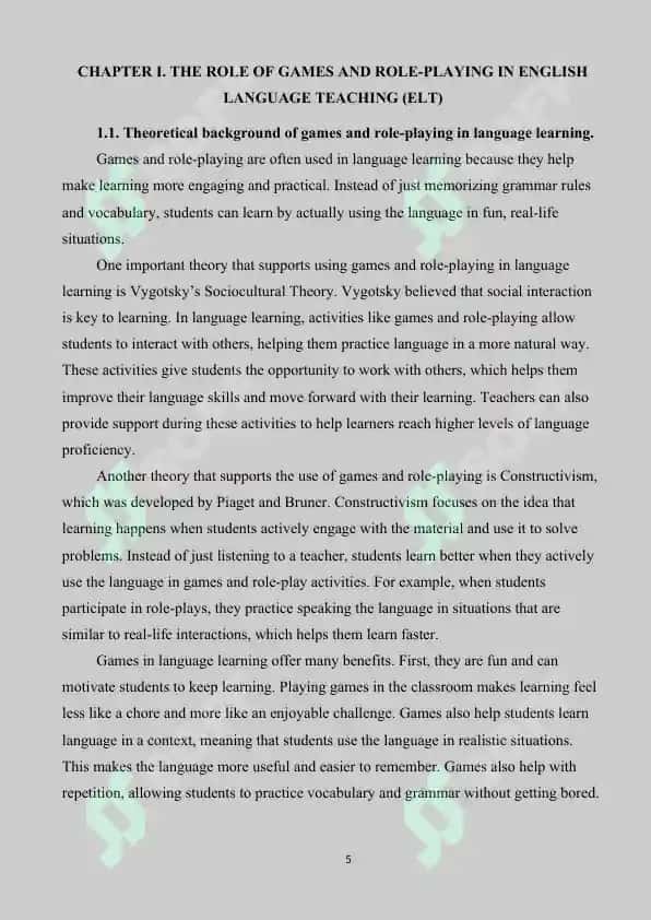 The Role of Games and Role-Playing in Teaching English in Secondary Schools 5