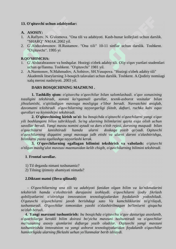 «ONA TILI» FANI BO‘YICHA    Uslubiy Majmua 5