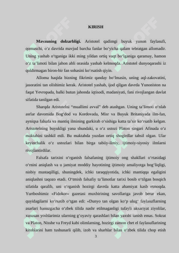 Aristotelning borliq haqidagi taʼlimotni gʻarbga tarqalishi 3
