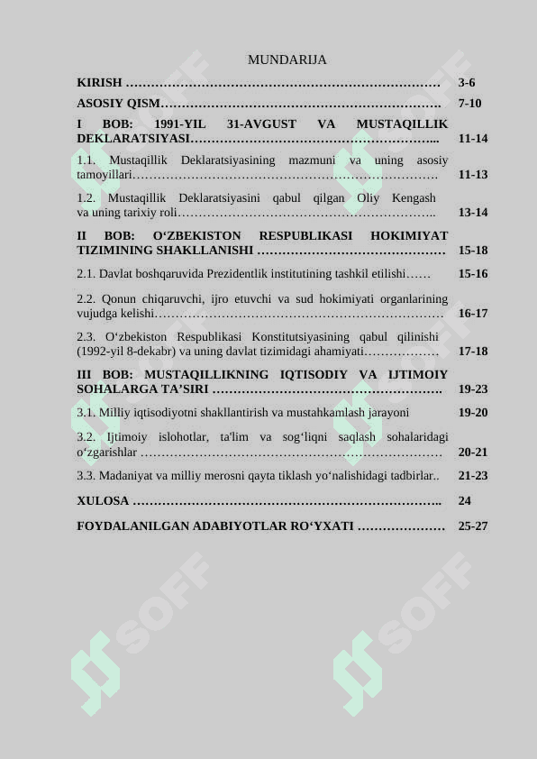 OʻZBEKISTON Respublikasi tashkil etilishi 2