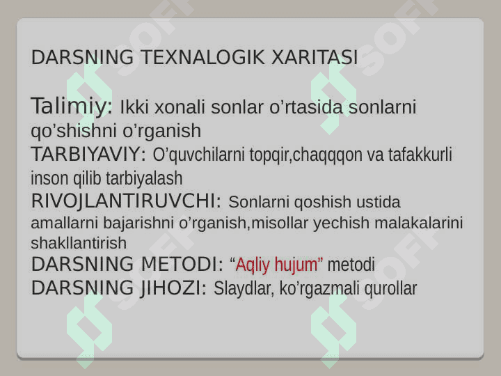BOSHLANG’ICH SINFLARDA IKKI XONALI SONLARNI QO’SHISHNI O’RGANISH 2