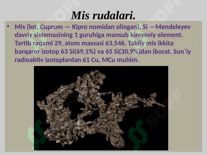 Rangli metallar. Mis konlari geologiyasi 7