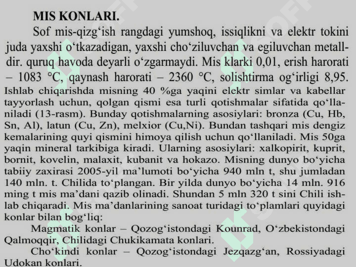 Rangli metallar. Mis konlari geologiyasi 8