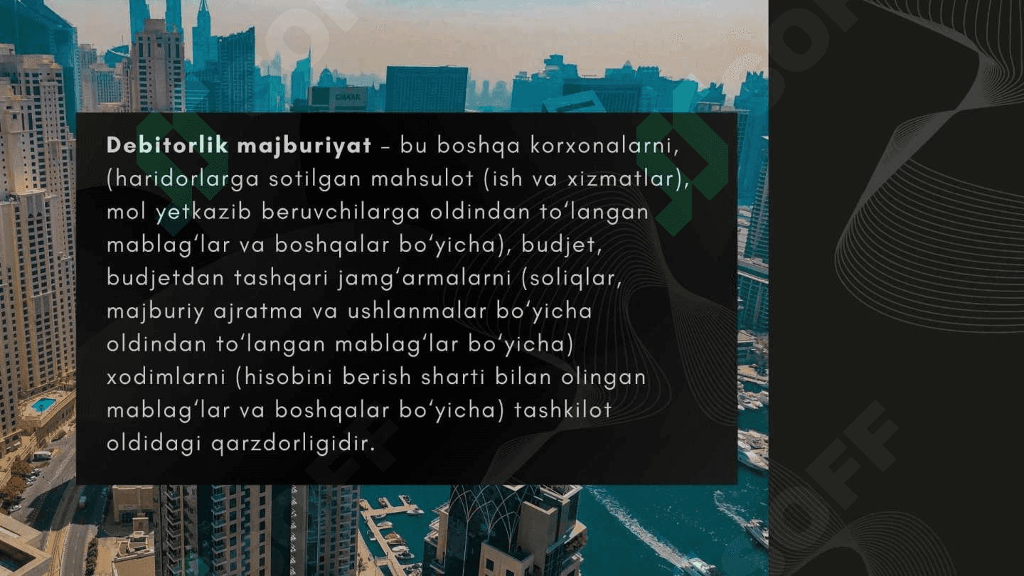 Byudjet tashkilotlarida turli debitor va kreditorlar bilan hisoblashuvlar hisobi 5