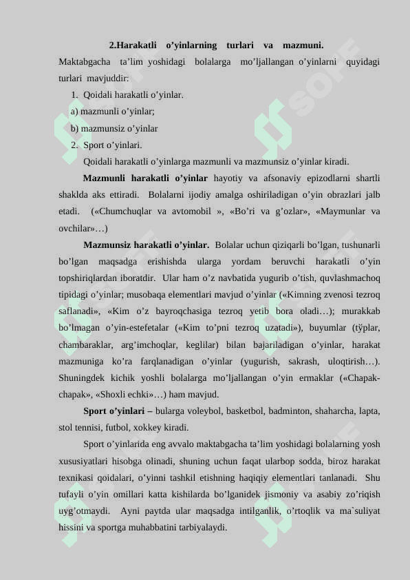 Harakatli o‘yinlarni yoshiga qarab me’yorlash 6