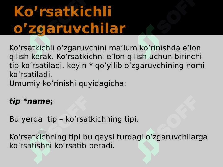 C/C++: Ko’rsatkichlar (Pointers) 3