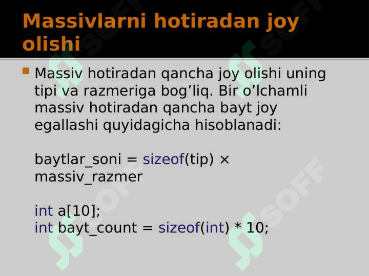 C/C++: Massiv va qatorlar 6
