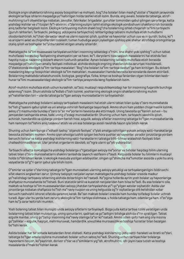 Maktabgacha yoshdagi bolalarda ekologik tarbiyani shakllantirish 6