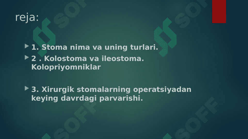 XIRURGIK STOMANI PARVARISH QILISH 2