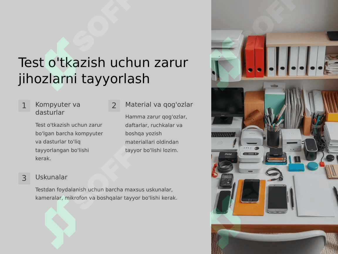 Test o'tkazish sharoitini tayyorlash. 3
