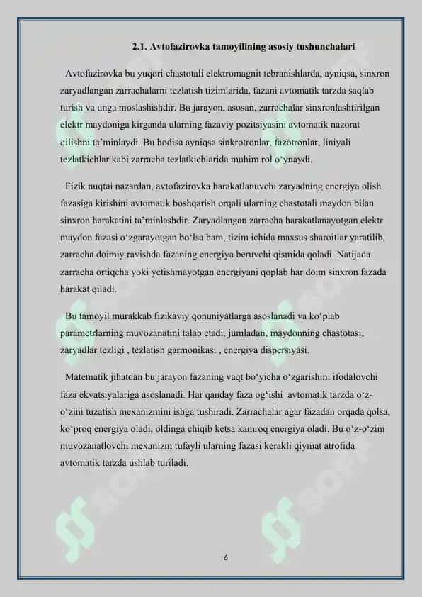 “Avtofazirovka tamoyili” mavzusida KURS ISHI 6