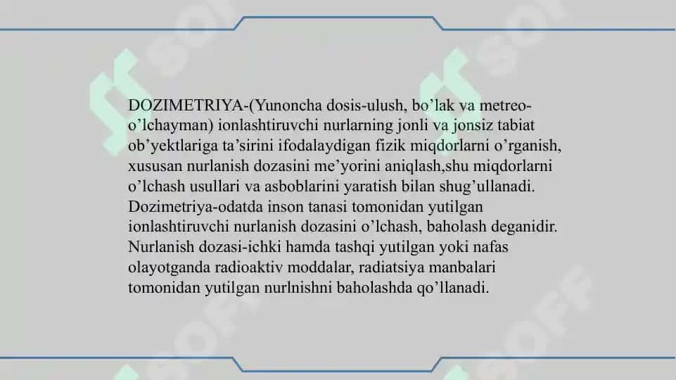 Dozimetriyaning asosiy tushunchalari 3