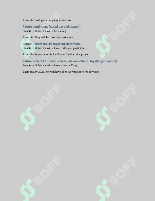 English tenses formulas 2