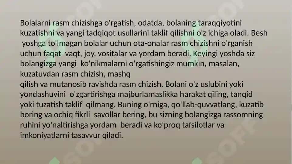 Bolalarni rasm chizishga o'rgatish 2