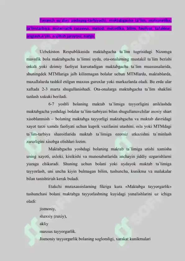 Bolalarni maktab ta`limiga tayyorligini tashxislash usullari 2
